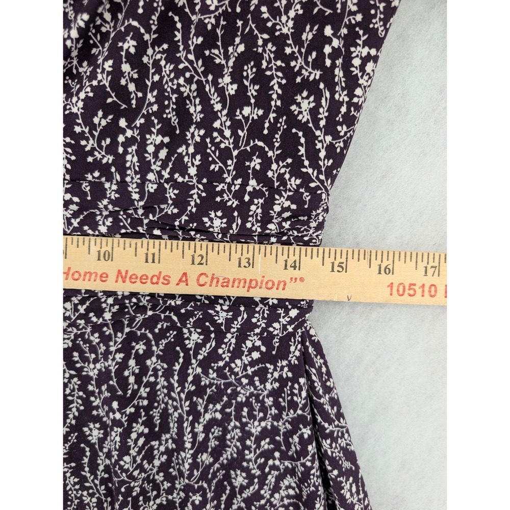 Jessica Howard Womens 10 Purple Floral Vine Cowl Neck Ruched‎ Waist Flare Dress - Picture 7 of 8